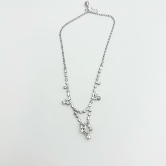 Vintage Clear Crystal Rhinestone Dainty Dangles Necklace Earrings Sets - Picture 5 of 11